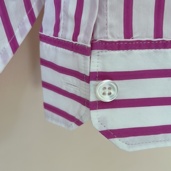 Theory pink/white striped cotton/nylon/poly blouse - Picture 3 of 5